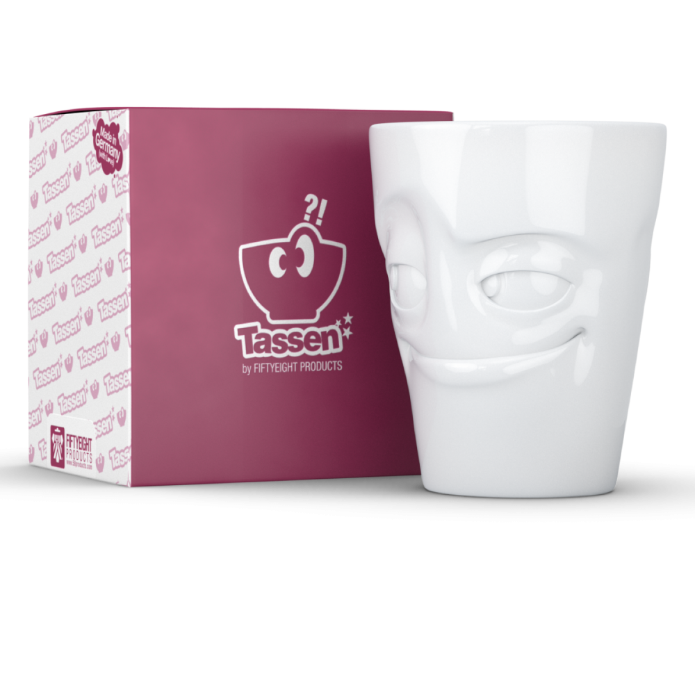 FiftyEight Henkelbecher Mug Verschmitzt weiss